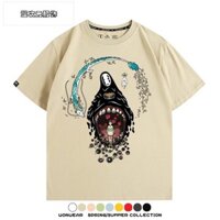 2025 Phong Cách Mới Anime Nhật Bản Cô Gái Rồng Hayao Miyazaki Tác Phẩm Hàng Hóa Tay Ngắn Top Mùa Hè Sinh Viên Áo Thun Cotton Nguyên Chất Cặp Đôi Phù Hợp Với