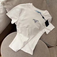 2025 Phong Cách Mới Ba Chiều Thợ May Chữ In Tay Ngắn Mỏng Áo Thun Ngắn