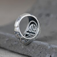 2025 Phong Cách Mới Bạc Sterling Nhẫn s925 Bạc Retro Mở Nhẫn Thái Bạc Thỏi Phong Cách Trung Hoa Nam Nữ20250403