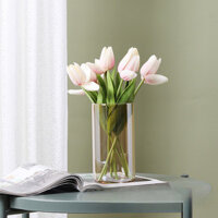 2025 Phong Cách Mới Bình Thủy Tinh Trong Suốt Đơn Giản Ống Thẳng Hoa Sắp Xếp Hoa Tulip Nước Hoa Nuôi Hoa Phòng Khách Trang Trí Bàn Ăn Đồ Trang Trí Hoa Ware 00
