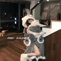 2025 Phong Cách Mới Bộ Đồ Ngủ San Hô Hello Kitty Váy Ngủ Mùa Đông Sang Trọng Dày Ngọt Tươi Dài Homewear Mặc Ngoài