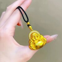 2025 Phong Cách Mới Cổ Phương Pháp Đính Kim Cương Bụng Lớn Maitreya Phật Mặt Dây Chuyền Cười Phật Vòng Cổ Đen20250225