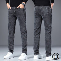 2025 Phong Cách Mới Dạo Phố Xuân Thu Co Giãn Quần Jean Nam Thẳng Rời Thường Ngày Thanh Niên Slim-fit Quần Nam Tất Cả @ -