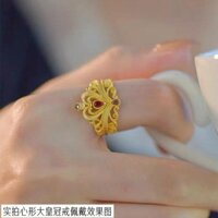 2025 Phong Cách Mới Giá Trị Cao Cát Vàng Euro Đồng Xu Mạ Vàng Nam Phi Tín Vàng Nhẫn Nữ Vương Miện Cô Dâu Cưới Nhẫn Lớn Không Phai Màu20250304