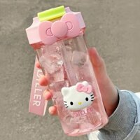 2025 Phong Cách Mới HelloKitty Cốc Nước Dễ Thương Cô Gái Mùa Hè Phong Cách Mới Học Sinh Giá Trị Cao Cốc Rơm Di Động20250222