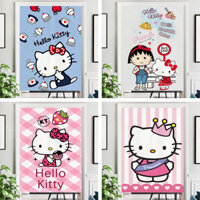 2025 Phong Cách Mới Hoạt Hình hello kitty Vải Cửa Rèm Phân Vùng Cô Gái Dễ Thương Cô Gái Phòng Trẻ Em Phòng Ngủ Nửa Màn
