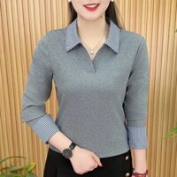 2025 Phong Cách Mới Mẹ Mùa Xuân Thời Trang Đáy Áo Sơ Mi Nữ Slim-fit Phù Hợp Với Áo Thun Dài Tay Châu Âu Áo Sơ Mi Nhỏ Bên Trong Hàng Đầu INS