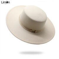 2025 Phong Cách Mới Nam Nữ Mũ Len Nỉ Phẳng Top Mũ 10cm Vành Lớn Nỉ Mũ