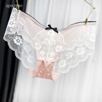 2025 Phong Cách Mới Nhẹ Sang Trọng Cao Cấp Gợi Cảm Pháp Ren Gạc Quần Lót Nữ Cotton Đáy Nơ Pure Desire Quần Đùi