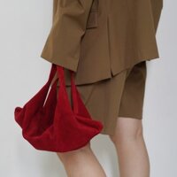 2025 Phong Cách Mới Niche Thiết Kế Da Lộn Túi Màu Đỏ PU Thời Trang Phù Hợp Với Túi Đeo Vai Túi Xách