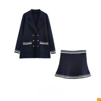 2025 Phong Cách Mới Nữ Châu Âu Phong Cách Mỹ Đôi Cardigan Dệt Kim Váy 4192026 4192025