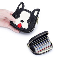 2025 Phong Cách Mới Nữ Con Chó Con Hình Da Thật Nhiều Thẻ Ví Đựng Tiền Xu Túi Bảo Quản Tài Liệu