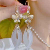 2025 Phong Cách Mới Opal Bướm Cánh Hoa Trắng Tai Móc Bông Tai Nữ Dài Phóng Đại Tua Rua Bông Tai Bông Tai Nữ Khí Quyển Bông Tai20250405
