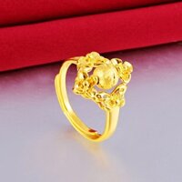 2025 Phong Cách Mới Việt Nam Cát Vàng Nhẫn Nữ Tính Khí Thời Trang Retro Chuyển Hạt Mạ Vàng Đếm Điều Chỉnh Vòng20250304