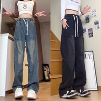 2025 Phong Cách Mới Xuân Thu Mỹ Phố Cao Cấp Hợp Thời Trang Quần Jean Nam Nữ Retro Rời Rộng Ống Rộng Thẳng Phù Hợp Với Phong Cách