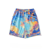 2025 Quần short in tranh sơn dầu vintage mới cho nam và nữ, quần short thể thao mùa hè rộng rãi, đa năng