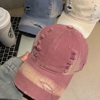 2025 Rửa Đau Khổ Rách Mũ Bóng Chày Nữ Mỹ Retro Mũ Chống Nắng Tất Cả Trận Đấu Mũ Mặt Nhỏ