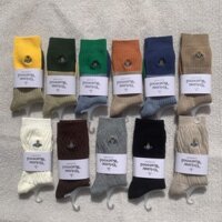 2025 Sản Phẩm Mới Tất Vivienne Westwood Đơn Giản Kim Đôi Đa Năng Giữa Ống Nữ Cọc