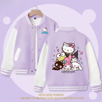 2025 Sanrio Mới Áo Bóng Chày Hello Kitty Bé Gái Thu Đông Thể Thao Áo Khoác Ngoài Hợp Thời Trang Trẻ Em Áo Khoác