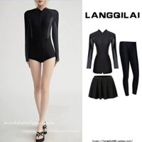 2025 Thể Thao Mới 3 Bộ Đồ Bơi Tay Dài Cho Nữ Lặn Đồ Bơi Sinh Viên Bảo Thủ 857