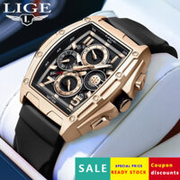 2025 Thời trang Thể thao LIGE/LIGE Đồng hồ lịch đa chức năng chống nước cho nam mới, đồng hồ thể thao hình thùng cong gương rỗng 3TVM