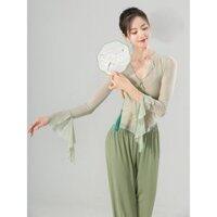 2025 Trang phục múa cổ điển nữ, đầm lưới mùa hè, trang phục luyện tập hiện đại, nghệ thuật dân tộc, áo thi