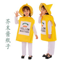 2025 Trẻ Em Trang Phục Quần Áo Mù tạt Nước Sốt Chai Cosplay cos Trang Phục Trường Học Ngày Lễ Tạo Kiểu Hiệu Suất Trang Phục