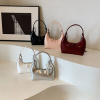 2025 Túi xách tay tiên tiến kiểu Pháp hình lưỡi liềm, túi da bóng thời trang, sản phẩm phù hợp mọi phong cách, túi yên ngựa