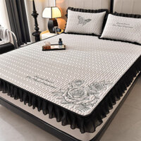 2025Bộ Ba Miếng Chiếu Cao Su Có Thể Giặt Bằng Máy Chiếu Lụa Lạnh Mát Mùa Hè Chiếu Điều Hòa Gấp Chiếu Mềm Kiểu Ga Giường