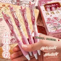 2025/Bộ bút gel khô nhanh có thể thu vào chất lượng cao cho sinh viên, bút thi phong cách Trung Quốc, tay cầm mềm, bút bi đen 0.5, nạp lại A MHWF