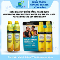 [2026]Set 2 chai Xịt Chống Nắng,kháng nước Neutrogena Beach Defense SPF 60+ mặt và body cho cả gia đình của Mỹ-Emmy9x