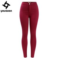 2038 Youaxon Nữ Dạo Phố Cao Cấp Nóng Đỏ Cao Cấp Bút Chì Skinny Jeans Denim Quần Lót Nữ