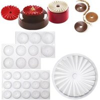 20cm 15 Xếp Ly Mousse Khuôn Silicon Origami Quạt Tròn Phong Cách Seoul Cắt Miếng Bánh Trang Trí Khuôn