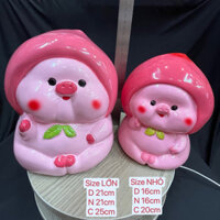 [20cm * 16cm] Ống heo đất QUẢ ĐÀO DỄ THƯƠNG - Sơn Bóng Đẹp