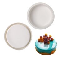 20cm Hình Trụ Mousse Khuôn Silicon Cấp Thực Phẩm Tròn Trống Khuôn Phẳng Tròn Voan Glazing Bánh Pháp Nướng