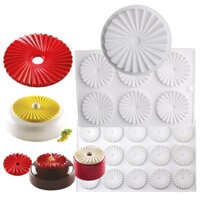 20cm Xếp Ly Mousse Khuôn Silicon 6 Trong 15 Origami Quạt Tròn Phong Cách Seoul Cắt Bánh Khuôn Nướng Bánh