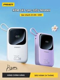 [20H 6/7 - 9.7 Nhập 77LAZSOCIAL80K Voucher giảm 12% đơn từ 250K tối đa 80K]Sạc dự phòng tích hợp dây sạc PISEN QUICK Power Link , Hạt đậu năng lượng, 22.5W 20W 20000mAh 10000mAh cáp Lightning cáp Type-C , sạc nhanh An toàn, hạn chế chai pin - Chính hãng,
