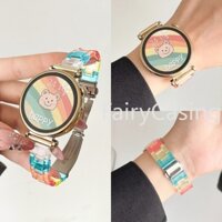 20mm 22mm Nữ Dây Đeo Trong Suốt Cho Samsung Galaxy Watch 7 6 5 4 44mm 40mm Active 2 S3 Màu Nhựa Vòng Tay