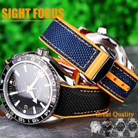 20mm 22mm Rubber Nylon Strap for Omega Seamaster 600m Watch Strap Watch Band for Omega GMT Seamaster 300m GMT Chrono 600m Planet Ocean Ultra Deep Black Choronograph World Timer 215