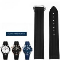 20mm cho Omega Seamaster 300 Planet Ocean Dây đeo silicon có khóa gấp Dây đeo đồng hồ chống nước mềm Vòng đeo tay cao su chất lượng cao