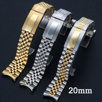 20mm Soild Thép không gỉ Dây đeo đồng hồ thợ lặn lặn cho Rolex Datejust Oyster Perpetual 5 hạt Năm Thánh Cong End Link Dây đeo đồng hồ Dây đeo cổ tay nữ Vòng đeo tay nam