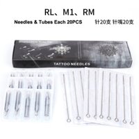 20Pcs Disposable 3/5/7/9/11 RL Sterile Nozzle Tips Tube &amp; 316 Stainless Steel Needles For Tattoo