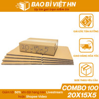 20x15x5 Combo 100 Hộp carton đóng gói hàng, thùng bìa carton giá rẻ - Bao Bì Việt HN