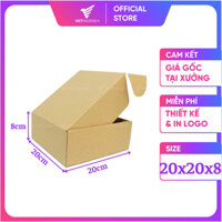 20x20x8 Combo 20 hộp carton nắp gài hông chắc chắn, hộp giấy vuông cứng cáp, Vietpacking Plus