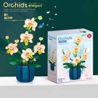 2138-9 Khối Xây Dựng Đồ Chơi Hoa Lan Vàng Mini Hoa Lan Chậu Mẫu, Câu Đố Trẻ Em Xếp Hình Đồ Chơi Lắp Ráp Quà Tặng Ngày Của Cha