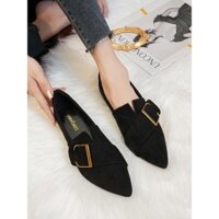 [2146 YêThích] Giày Loafer Nữ KiểMới Giày Bốn Mũi Nhọn Giày Đơn Đế Bằng Size Lớn 35 đến 43
