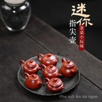 2158 lượt mua lại ấm đất sét Tím mini thủ công tinh xảo, đồ trang trí công phu, tay cầm trà nghệ thuật dành cho trẻ em có thể mở nắp, ấm/2.18