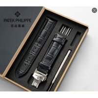 2/18✈Dây đeo đồng hồ bằng da thật Patek Philippe Thay thế khóa bướm PP họa tiết tre Thắt lưng da bò cho nam a