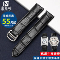 2/18✈Dây đeo đồng hồ da thật phù hợp với dây chuyền đồng hồ da Cartier Tank SOLO London Caleb dành cho nam và nữ 20 22