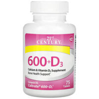 21st Century 600+D3 Calcium & Vitamin D3 Supplement 75 Tablets